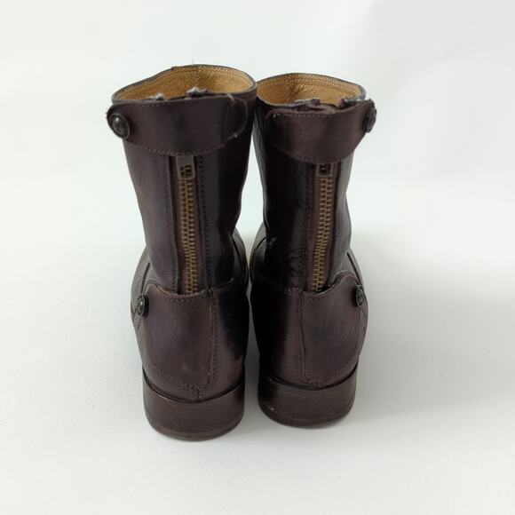 Frye Women's Melissa Button Back Zip Short Ankle Bootie Brown 6.5 B Boots 76458 - Picture 6 of 11